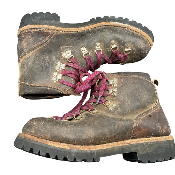 Vintage Vasque Leather Mountaineering Hiking Boots Sz 8 Made in USA Vibram Sole - Picture 5 of 7